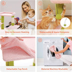 Pink Cat Tree for Indoor Cats with Metal Frame Carpet Hammock, 32" Cute Cat Tower with Cozy Condo, Top Perch, Scratching Posts, and Replaceable Ball Toy, Pet Furniture for Small Cats & Kittens