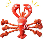 Christmas Dog Toys, Squeaky Tough Rope Tug of War Dog Toys, Interactive Plush Chew Toys, Dog Gifts for Puppy, Small Medium Large Dogs - Lobster
