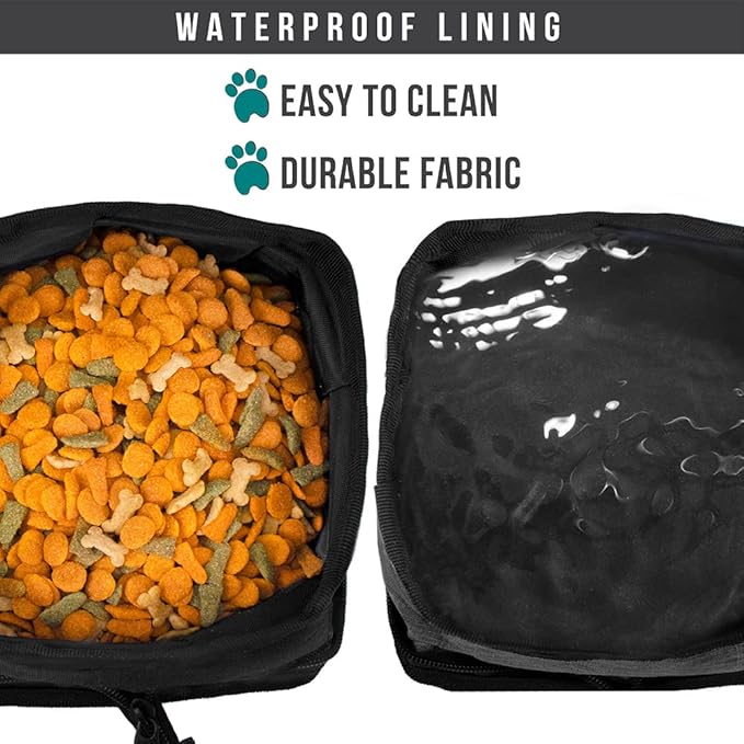 PetAmi Collapsible Dog Bowls 2 Pack, Food and Water Bowls Travel Set, Portable Pet Dish No Spill, Foldable Lightweight BPA Free Leakproof Bowls, Camping Hiking Walking Outdoor Gear Accessories, Black