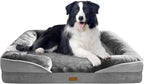 Orthopedic Dog Bed with Sides - Dog Sofa Beds for Large Dogs, Supportive Foam Pet Couch Bed with Washable Removable Cover, Waterproof Lining and Non-Slip Bottom, Grey - L-Plus