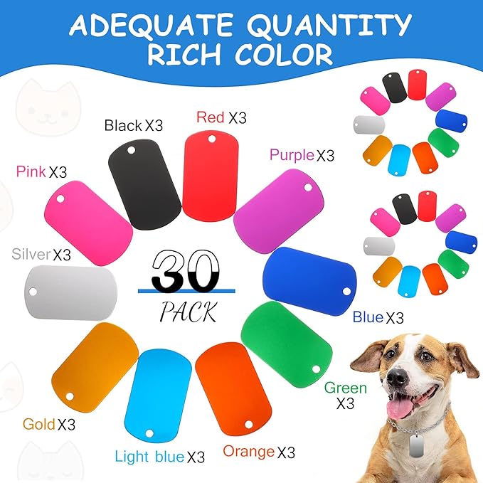 Ferraycle 300 Pieces Aluminum Dog Tags, Blank Discs for DIY Decorative Craft Pet Tags, Metal Stamping, Multicolor, 50 x 29 x 1 Mm, 3 mm Hole