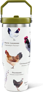 30oz Chicken Tumbler with Handle and Straw, Stainless Steel Vacuum Insulated Coffee Tumbler, Travel Mug Water Bottle, chicken Stuff Accessories Decor, chicken Gifts for Women
