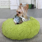 Extra Small Dog Bed Green Washable 15 inches Donut Soft Small Pet Bed,Calming Anti Anxiety Round Fits up to 5 lbs Warm Comfort Pets Beds for Puppy Dogs Indoor