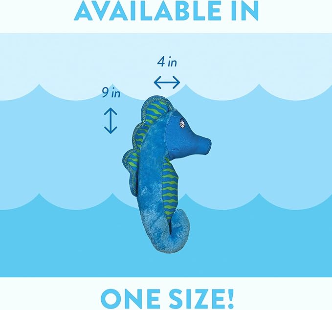 Spunky Pup Clean Earth Recycled Seahorse Dog Toy | Made from 100% Recycled Water Bottles | Eco-Friendly | Squeaker | Plush Toy for Small to Medium Dogs | Made in The USA