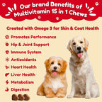 Dog Multivitamin, Chewable Dog Vitamins and Supplements for Hip & Joints, Skin & Coat, Omega 3 Oil for Dogs Immune, Heart & Digestive Health, Senior & Puppy Multivitamin - Chicken Flavor - 120ct