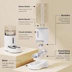 CZPET Automatic 4L/1Gal/135Oz Cat Water Dispenser with Stainless Steel Bowl, Gravity Waterer for Small Medium Dog Puppy Kitten (White)