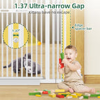 60" Extra Tall Pet Gate, 30-40" Wide, Auto Close, White Metal for Stairs & Doorways, Cat Toy Included