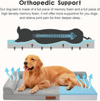 Orthopedic Dog Beds Large Sized Dog, 3 Inch Memory Foam Pet Bed for Medium and Large Dogs, Washable Removable Cover, Nonskid Bottom, Waterproof, 44x32 Inches XXL Light Grey