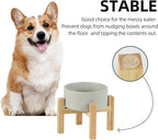 Ceramic Raised Dog and Cat Bowl Set, 2 Heights Elevated Stand, Food and Water Bowl for Small Breed Dogs, Weighted Dog Dishes, Pet Bowl(6.1'',28.7oz, Grey)