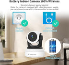 VSTARCAM Indoor Camera with Battery Powered, 2K with 360° Rotation, Human/Motion Detection with Auto Tracking, 2-Way Audio & DIY Voice, 2.4GHz WiFi Wireless, Cloud & SD Card Storage(up to 256GB)