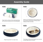 Love's cabin Round Donut Cat and Dog Cushion Bed, 20in Pet Bed for Cats or Small Dogs, Anti-Slip & Water-Resistant Bottom, Super Soft Durable Fabric Pet beds, Washable Luxury Cat Dog Bed Navy Stripe