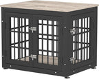 26 Inch Heavy Duty Dog Crate Furniture for Small Dogs, Decorative Pet House End Table, Wooden Cage Kennel Furniture Indoor with Double Doors, Grey