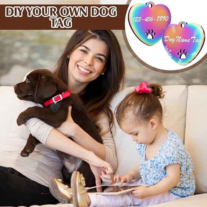 Hicarer 30 Pcs Stainless Steel Blank Pet ID Tags Personalized Dog Name Tag with Hollow Design Engraved on Both Sides Dog Cat Collar Name Accessories Regular Size DIY (Heart Shape)