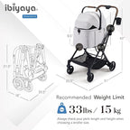 ibiyaya Tinker Pet Stroller for Small Dogs and Cats – 3-in-1 Pet Carrier, Dual-Opening Canopy, No-Flat Wheels, Vegan Leather Handle, Large Storage Basket (Silver Gray)