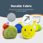 Flourish Pets 2 in 1 Multi-Layer Chew Toy for Active Dogs | Non-Toxic BPA Free Double Stitched Soft Fabric Dog Toys | Long-Lasting Dog Plush Toys - Small Caterpillar (20") and Puffer Prickles (5″)