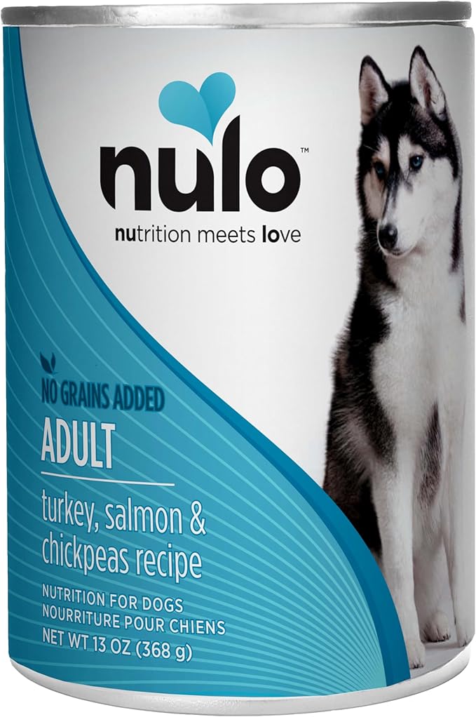 Nulo Grain-Free Turkey, Salmon, & Chickpeas Recipe Adult Wet Canned Dog Food, 13 Ounce, 12 Cans
