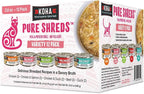 KOHA Pure Shreds Cat Variety Pack, High Protein Wet Cat Food - 5 Flavors - Beef, Duck, Chicken & Duck and Chicken & Salmon Food for Cats - 2.8 oz Cans, Pack of 12
