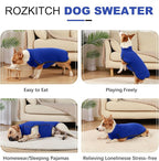 ROZKITCH Dog Winter Coat Soft Pullover Pajamas, Pet Windproof Warm Cold Weather Jacket Vest Cozy Onesie Jumpsuit Apparel Outfit Clothes for Small, Medium, Large Dogs Walking Hiking Travel Sleep Blue