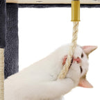 Yaheetech XL Cat Tree, 72in Multi-Level Cat Tower with 2 Cozy Caves, 3 Soft Perches, Scratching Posts, Board, and Dangling Ball, Pet Furniture Play House for Kittens/Cats, Dark Gray