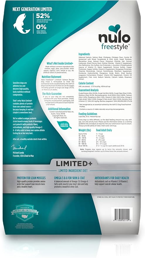 Nulo Freestyle All Breed Dog Food, Premium Allergy Friendly Adult & Puppy Grain-Free Dry Kibble Dog Food, Single Animal Protein with BC30 Probiotic for Healthy Digestive Support 5.5 Pound (Pack of 1)