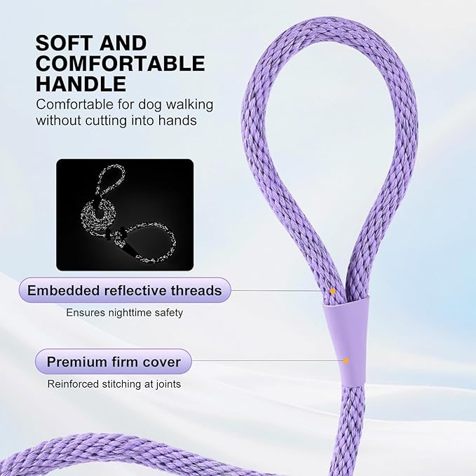 Lynxking Dog Leash Slip Lead Reflective Breathable Rope Comfortable Strong No Pull Slip On Pet Training Lead for Dogs