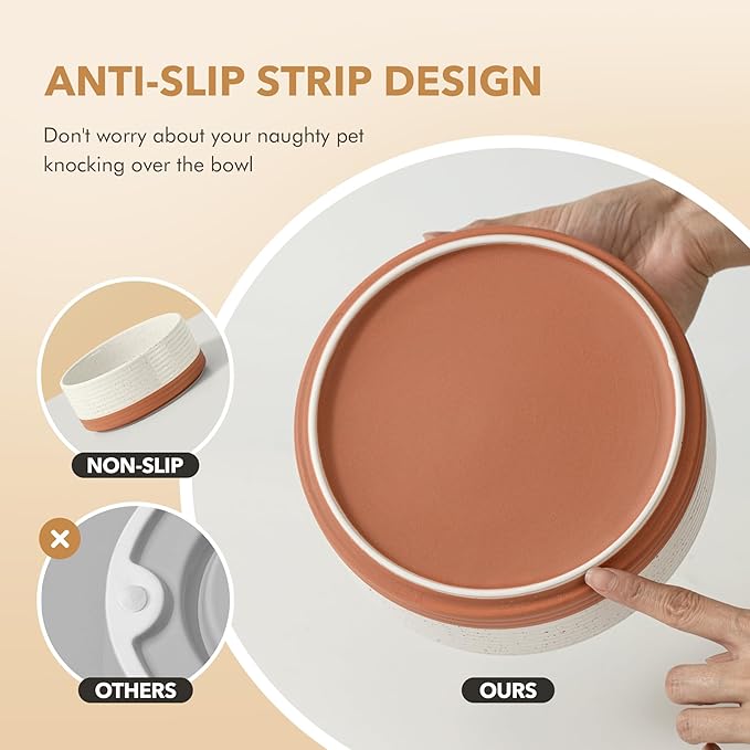 Ceramic 6.1inch Dog Bowl for Small Breed Dogs, Anti-Slip and Weighted Pet Food and Water Dishes(Single Bowl, Vanilla White)