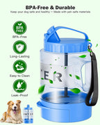 Large Dog Water Bottle Portable Bowl - 77oz Dog Travel Water Dispenser with Pull Out Bowl, Ideal for Hiking, Camping, Dog Parks, Leak-Proof BPA-Free Outdoor Pet Bottle for Large Dogs, Blue