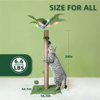 34" LED Cat Scratching Post, Attracts Cats with LED Light, Cat Furniture, Stable Base, Hanging Toy Balls for Large Cats and Kittens, 4 LED Light Settings, Green