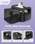 MIDOG Cat Carrier Soft for Small to Medium-Sized Cats,Up to 15 Lbs,TSA Airline Approved Soft Sided Pet Carrier,Collapsible Travel Cat Bag(Black)