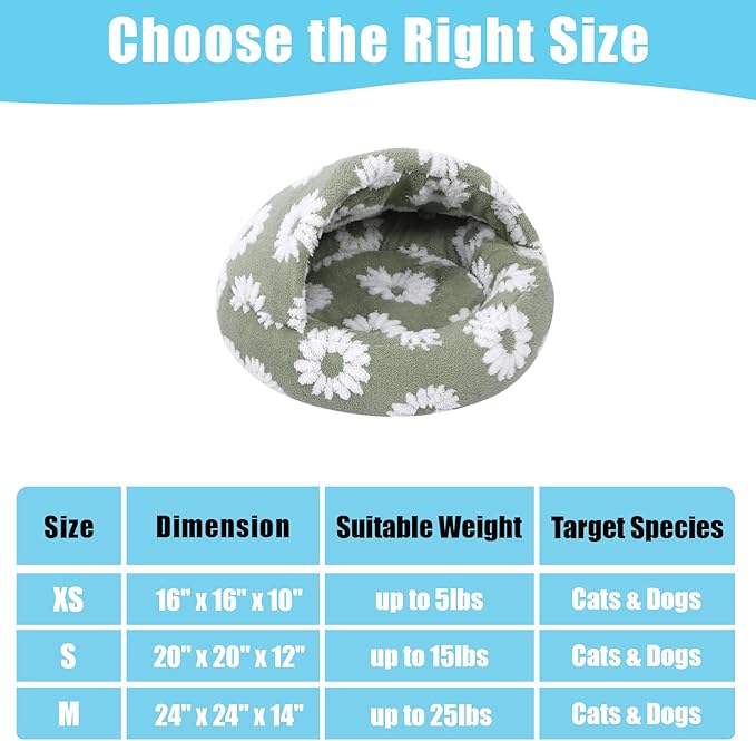 Dog Beds for Small Dogs, Cat Bed Cave, Washable Cute Cat Bed, Cozy Nook Pet Bed for Dogs or Cats, Anti-Slip Puppy Bed Fits up to 22 lbs Pets(White, 24" x 24")