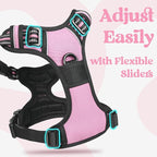 rabbitgoo Dog Harness Small Sized, No Pull Pet Harness with 3 Buckles, Adjustable Soft Padded Vest with Control Handle, Walking Reflective Pet Vest for Small Dogs, Pink, S