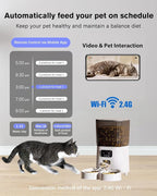 Automatic Cat Feeder 2 Cats with Camera, 5L Dual Pet Auto Timed Electric Smart APP Food Feeding Dispenser (White, 2 Bowls)