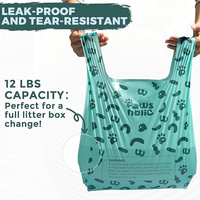 100 Count Extra Large Dog Poop Bags with Handle, fit for Swivel Bin Pooper Scooper,CornStarch Based Heavy Duty and Leak-Proof Waste Bags for Dog & Cat Litter(Unscented)