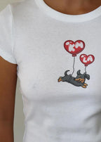 Y2k Womens Graphic Baby Tee Slim Fit Short Sleeve Crop Tops Funny Letter Animal Print Shirts 90s 2000s Streetwear