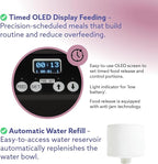 Automatic Dog & Cat Food Feeder with Water Dispenser – Smart Pet Feeder with Portion Control, OLED Display, Anti Jam Design, Battery Operated Dispenser for Medium/Large Pets - Black