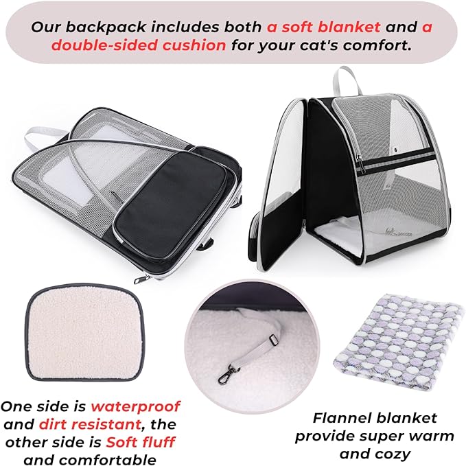 Lollimeow Cat Backpack Carrier, Ideal for Small Animals & Puppies, Outdoor Adventures, Vet Transport. Fully Ventilated Design for Ultimate Comfort On-The-Go