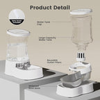 Gardner Pet Automatic Gravity Water Dispenser for Dogs, 1.0Gallon 100% BPA-Free Dog Water Bowl Dispenser, Pet Water Fountain Dispenser with Sponge Filter for Small&Medium Dogs, Cats, Puppies(White)