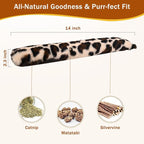 3Pcs Leopard Print Cat Kicker Toy with Organic Catnip - Durable Chew Pillow for Indoor Cats, Plush Catnip Toys for Play & Calming, Soft Cat Bed Stuffing (Leopard)