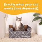 HIDE & SCRATCH Cat Scratcher Box and Cat Bed with Refillable Double-Sided Cardboard Scratch Pad for Indoor Cats