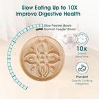 vancasso Ceramic Slow Feeder Dog Bowls, Puzzle Dog Food Bowls with Floral Maze, Anti -Slip Pet Food Dish for Small Breed, 0.6 Cups, Brown