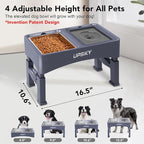 UPSKY 3-in-1 Elevated Dog Bowls Slow Feeder, Adjustable Stand, Stainless Steel Food & No Spill Pet Water Bowl for Small Medium Dogs, Blue