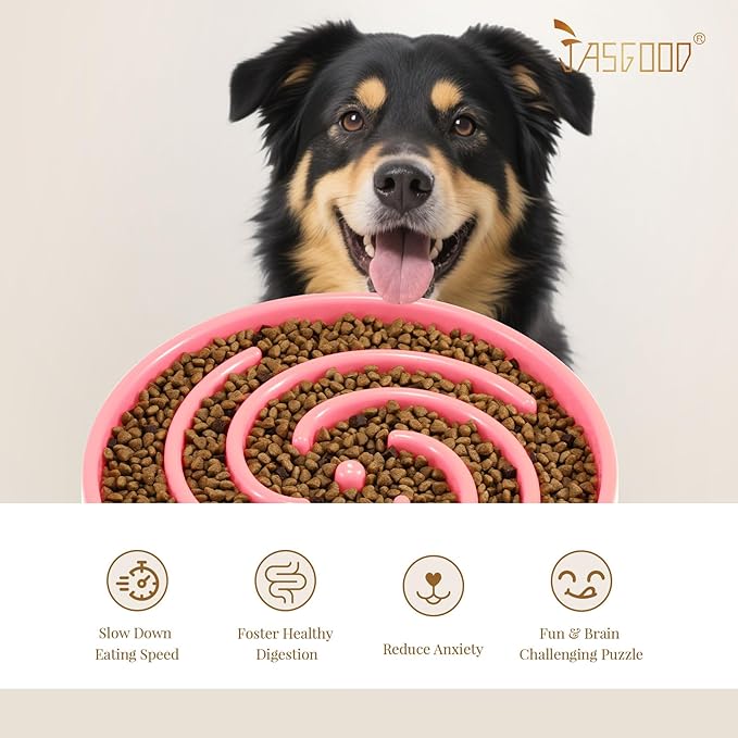 JASGOOD Slow Feeder Dogs Bowl for Large Medium Dogs,Anti-Gulping Pet Slower Food Feeding Bowls Stop Bloat,Preventing Choking Healthy Design Dogs Bowl