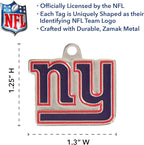 NFL New York Giants Engraving Pet ID Tags in 32 Team Logo Shapes - Personalized Dog & Cat Tags with 3 Lines of Customizable Text for Tracking & Safety - Stainless Steel