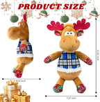 Dog Toys Squeaky Interactive Puppy Teething Chew Toy with Crinkle Sound Paper Tail Stuffed PP Cotton,Keep Them Busy, Large Medium Small Breeds Indoor Play, Christmas Deer