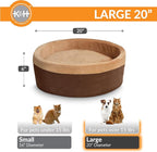 K&H Pet Products Thermo-Kitty Bed Heated Cat Bed for Indoor Cats , Electric Warming Bed for Cats and Small Dogs, Washable Thermal Plush Calming Round Pet Bed - Large 20" Mocha/Tan
