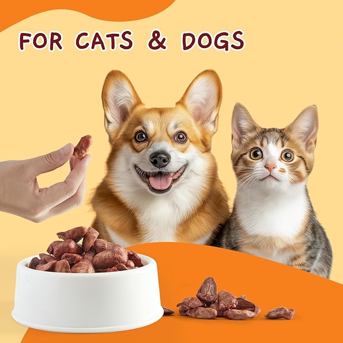 Jungle Calling Cat Treats & Dog Snacks, Freeze Dried Chicken Hearts Halves for Cats & Dogs, Single Ingredient Organ Meat, High Protein Pet Training Treats & Food Topper, 7.76 oz