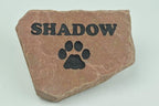 Personalized Red Pet Memorial Stone Headstone Grave Marker Dog or Cat with Paw Print and Engraved with Name of Your Pet