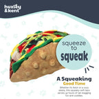 Huxley & Kent Funny Dog Toy w/Squeaker – Power Plush Squeaky Dog Toys for Small, Medium & Large Dogs – Soft Stuffed Animal for Indoor Play & Fetch - Taco Tuesday, Small