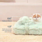 Jiupety Cat Beds for Indoor Cats Calming Pet Beds, Mattress with Pillow for Crate, Anti-Slip Comfy Pet Sleeping Mat. for Cat and Puppies Up to 10 Lbs, S(12"*18"*1.5"), Green.