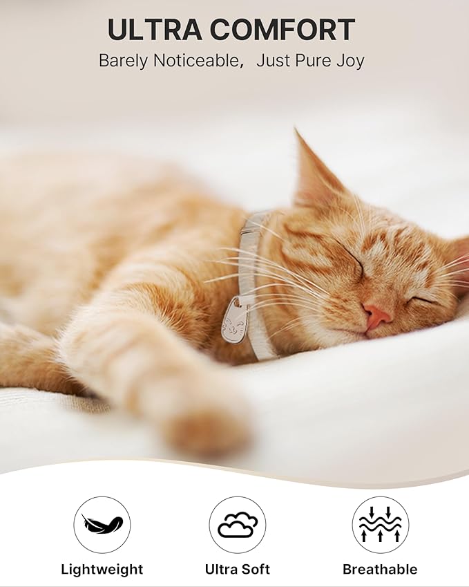 Cat Collar with QR Code Name Tag, Breakaway Kitten Collar for Boy & Girl Cats, Ultra Soft Elastic Adjustable Band, Safety Break Away Buckle, Comfortable & Secure Pet ID Collar (6"-12"), Khaki